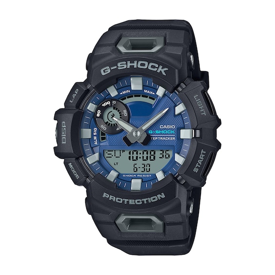 Menâs Casio G-Shock MOVE Black Resin Step Tracker Sport Watch with Blue Dial (Model: GBA900CB-1A)