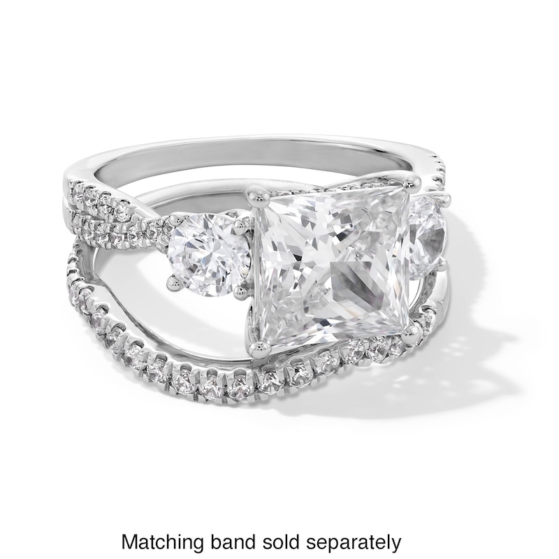 Main Image 4 of 4 CT. T.W. Princess-Cut Certified Lab-Grown Diamond Three Stone Engagement Ring in 14K White Gold (F/SI2)
