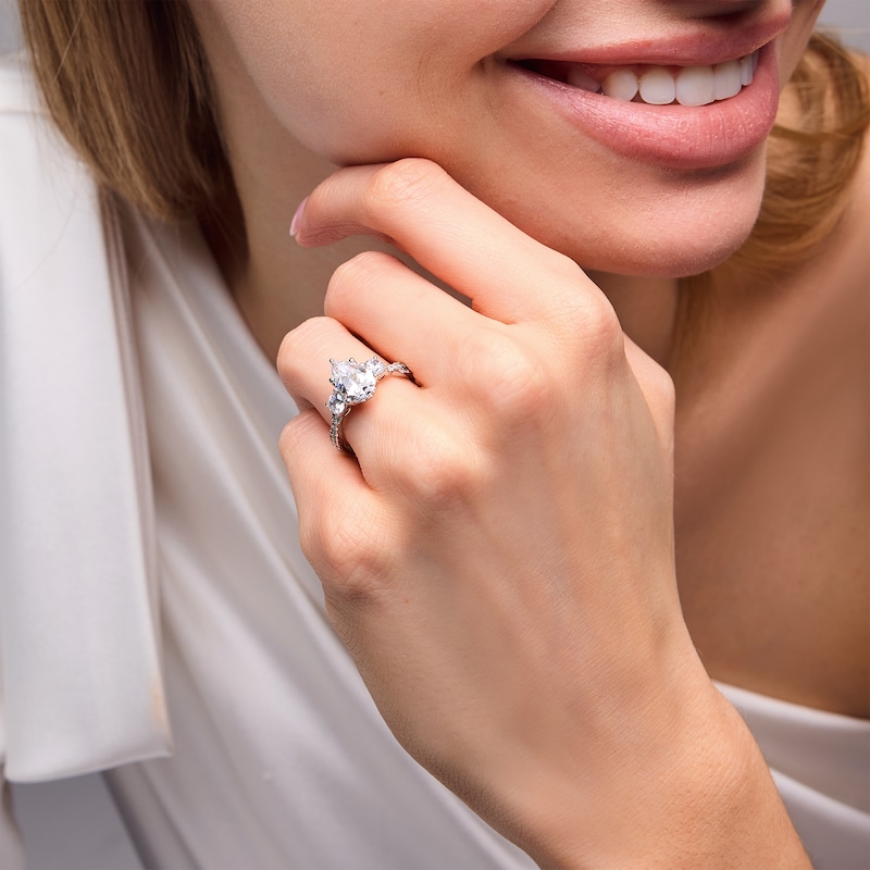 Main Image 2 of 2-3/4 CT. T.W. Pear-Shaped Certified Lab-Grown Diamond Three Stone Engagement Ring in 14K White Gold (F/SI2)