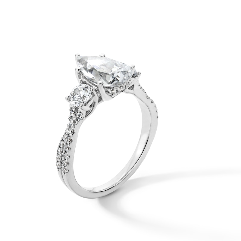 Main Image 3 of 2-3/4 CT. T.W. Pear-Shaped Certified Lab-Grown Diamond Three Stone Engagement Ring in 14K White Gold (F/SI2)