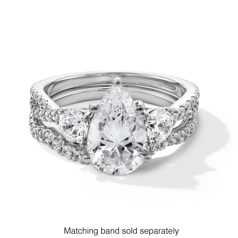 Main Image 4 of 2-3/4 CT. T.W. Pear-Shaped Certified Lab-Grown Diamond Three Stone Engagement Ring in 14K White Gold (F/SI2)