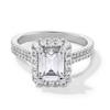 Thumbnail Image 1 of 2-5/8 CT. T.W. Emerald-Cut Certified Lab-Grown Diamond Frame Double Row Engagement Ring in 14K White Gold (F/SI2)