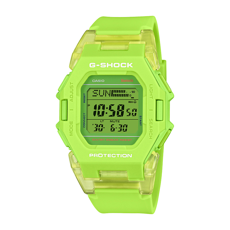 Main Image 1 of Men’s Casio G-Shock Classic Neon Green Resin Digital Watch with Step Tracker and Green Dial (Model: GDB500S-3)