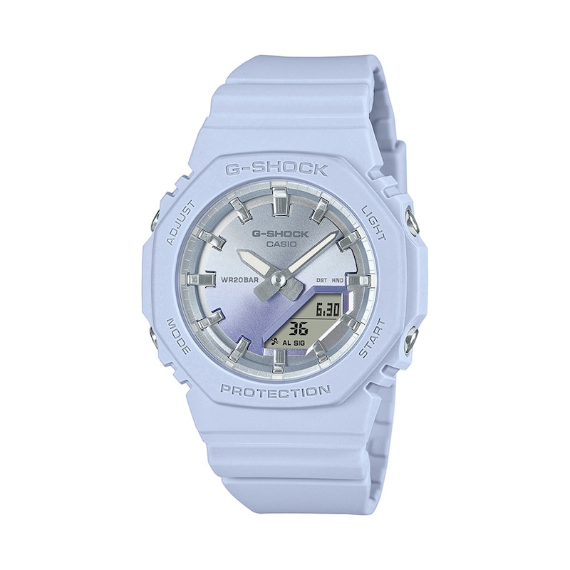 Main Image 1 of Ladies’ Casio G-Shock Blue Resin Analog Digital Watch with Silver- to Blue-Tone Dial (Model: GMAP2100SG2A)