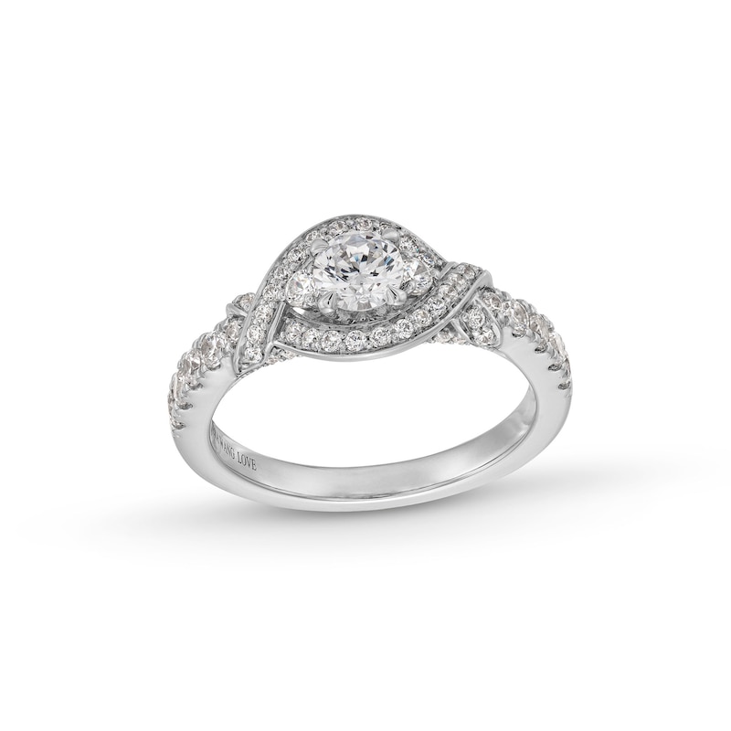 Vera Wang Love Collection 1 CT. T.W. Diamond Twist Buckle Frame Engagement Ring in 14K White Gold