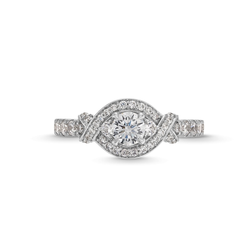 Vera Wang Love Collection 1 CT. T.W. Diamond Twist Buckle Frame Engagement Ring in 14K White Gold