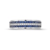 Thumbnail Image 2 of Vera Wang Love Collection Men’s 1/4 CT. T.W. Diamond and Blue Sapphire Tripe Row Wedding Band in 14K White Gold