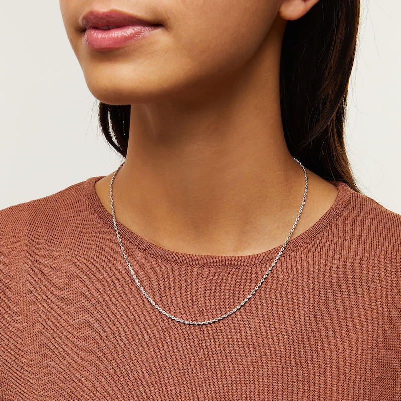 Main Image 2 of 1.8mm Glitter Rope Chain Necklace in Solid 14K White Gold - 18"