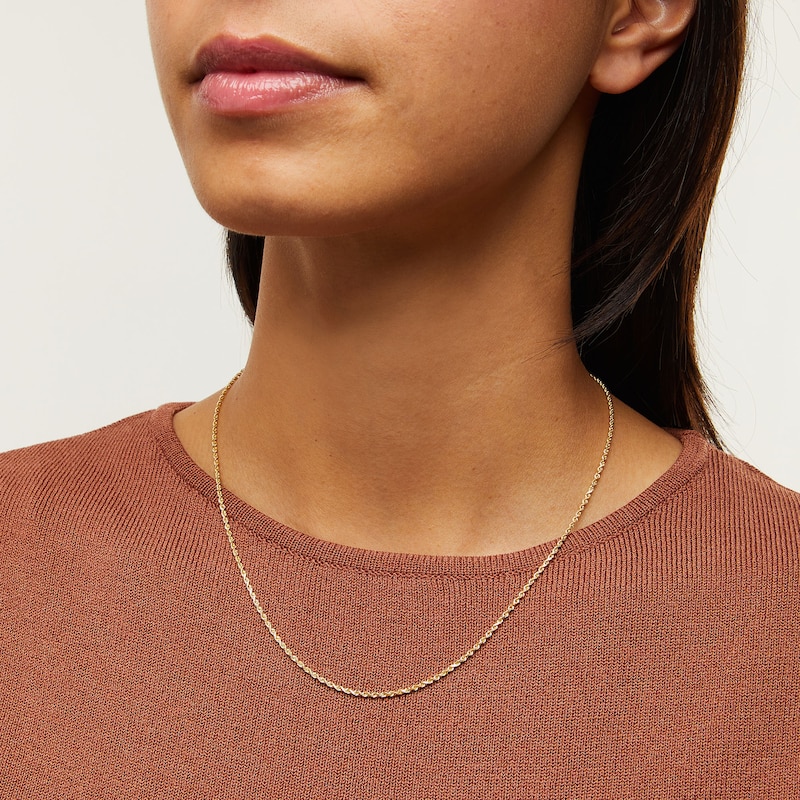 Main Image 2 of 1.8mm Glitter Rope Chain Necklace in Solid 14K Gold - 18"