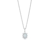 Thumbnail Image 1 of Cushion-Shaped Lab-Created Opal and White Lab-Created Sapphire Sunburst Frame Pendant in Sterling Silver