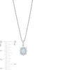 Thumbnail Image 3 of Cushion-Shaped Lab-Created Opal and White Lab-Created Sapphire Sunburst Frame Pendant in Sterling Silver