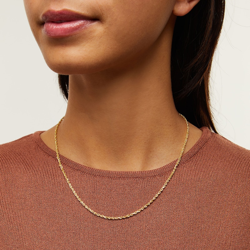 Main Image 2 of 2.4mm Diamond-Cut Glitter Rope Chain Necklace in Solid 14K Gold - 18"