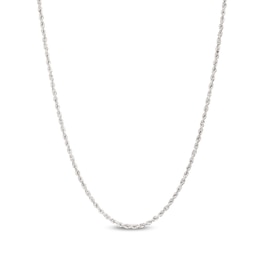 1.8mm Glitter Rope Chain Necklace in Solid 14K White Gold - 20"