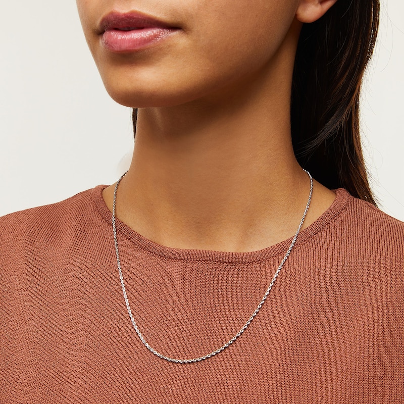 Main Image 2 of 1.8mm Glitter Rope Chain Necklace in Solid 14K White Gold - 20"