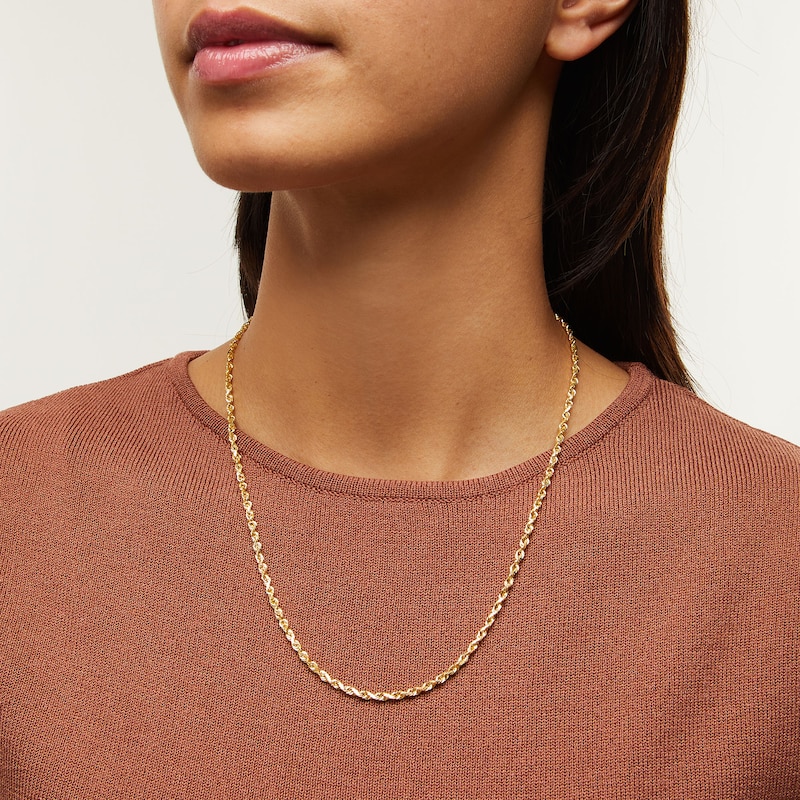 Main Image 2 of 3.0mm Glitter Rope Chain Necklace in Solid 14K Gold - 20"