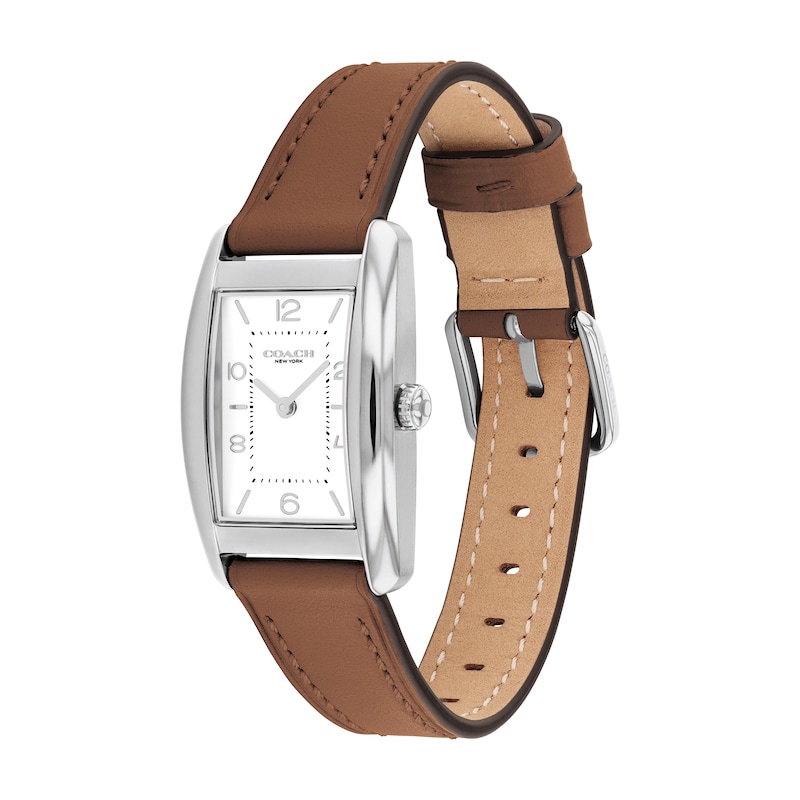 Main Image 2 of Ladies' Coach Reese Brown Leather Strap Watch with Rectangular White Dial (Model: 14504311)