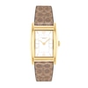 Thumbnail Image 1 of Ladies' Coach Reese Gold-Tone IP Brown Leather Strap Watch with Rectangular White Dial (Model: 14504355)