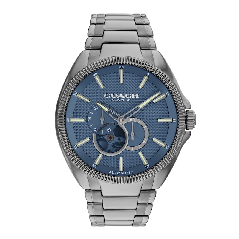 Main Image 1 of Men's Coach Jackson Grey IP Chronograph Watch with Blue Skeleton Dial (Model: 14602700)