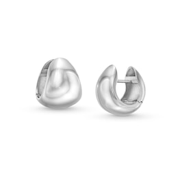 15.0mm Polished Huggie Hoop Earrings in Hollow Sterling Silver
