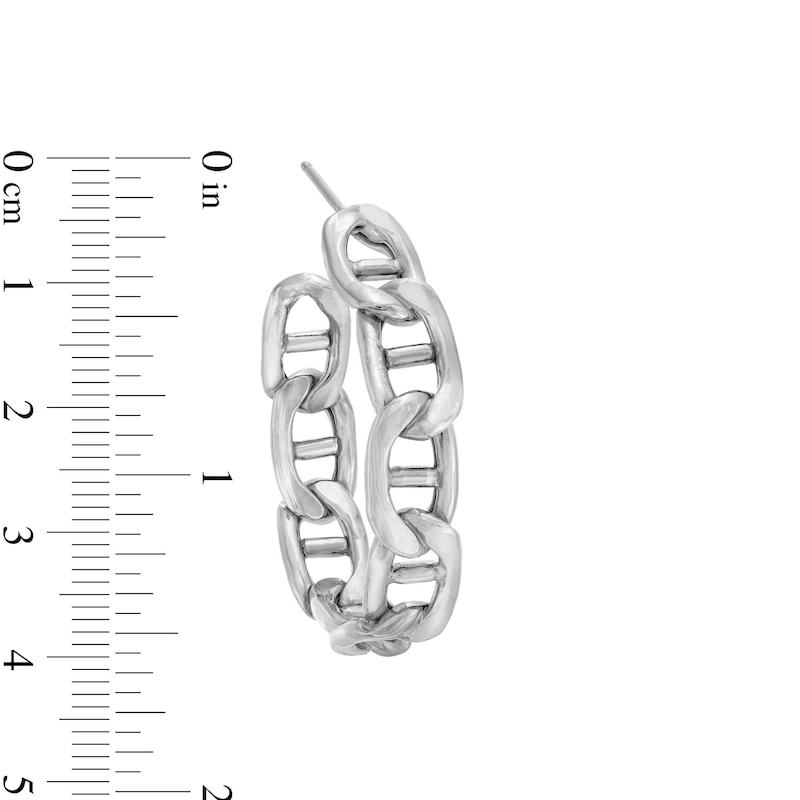 Main Image 2 of Mariner Chain Link J-Hoop Earrings in Hollow Sterling Silver