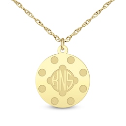 15.0mm Engravable Initial Polka Dot Disc Pendant (3 Initials)