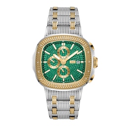 Men’s JBW Heist 1/10 CT. T.W. Certified Diamond Two-Tone Chronograph Watch with Green Dial (Model: J6380F)