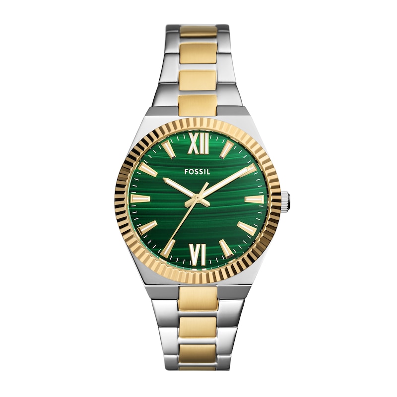 Main Image 1 of Ladies’ Fossil Scarlette Two-Tone IP Watch with Genuine Malachite Dial (Model: ES5334)