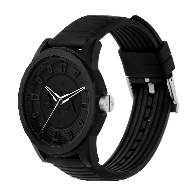 Main Image 6 of Men’s Armani Exchange Outerbanks Black IP Watch with Black Dial and Cord Bracelet (Model: AX7159SET)