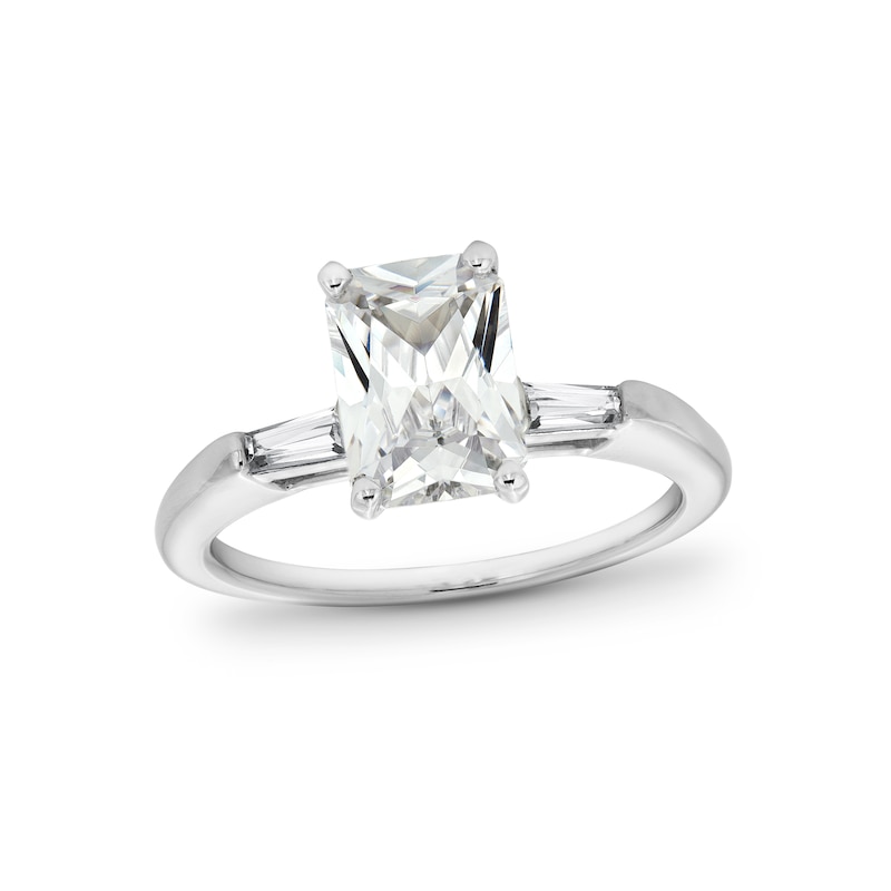 Main Image 1 of 2-1/4 CT. T.W. Radiant-Cut Certified Lab-Grown Diamond Collar Engagement Ring in 14K White Gold (F/VS2)