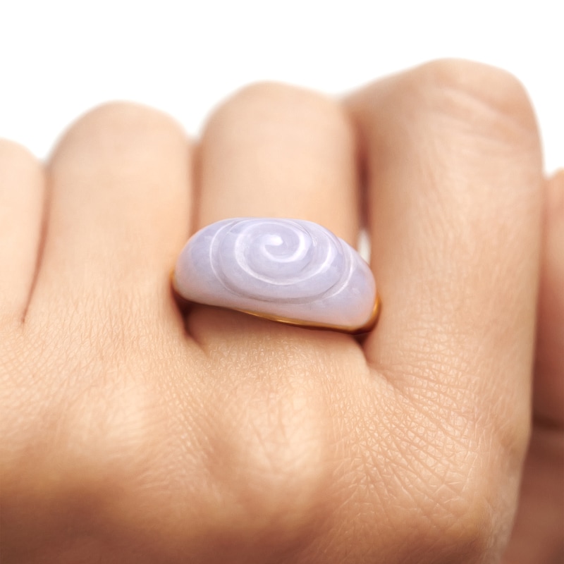 Main Image 2 of PDPAOLA™ at Zales Blue Agate Shell Ring in Sterling Silver with 18K Gold Plate