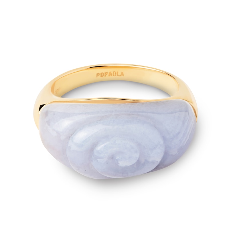 Main Image 3 of PDPAOLA™ at Zales Blue Agate Shell Ring in Sterling Silver with 18K Gold Plate