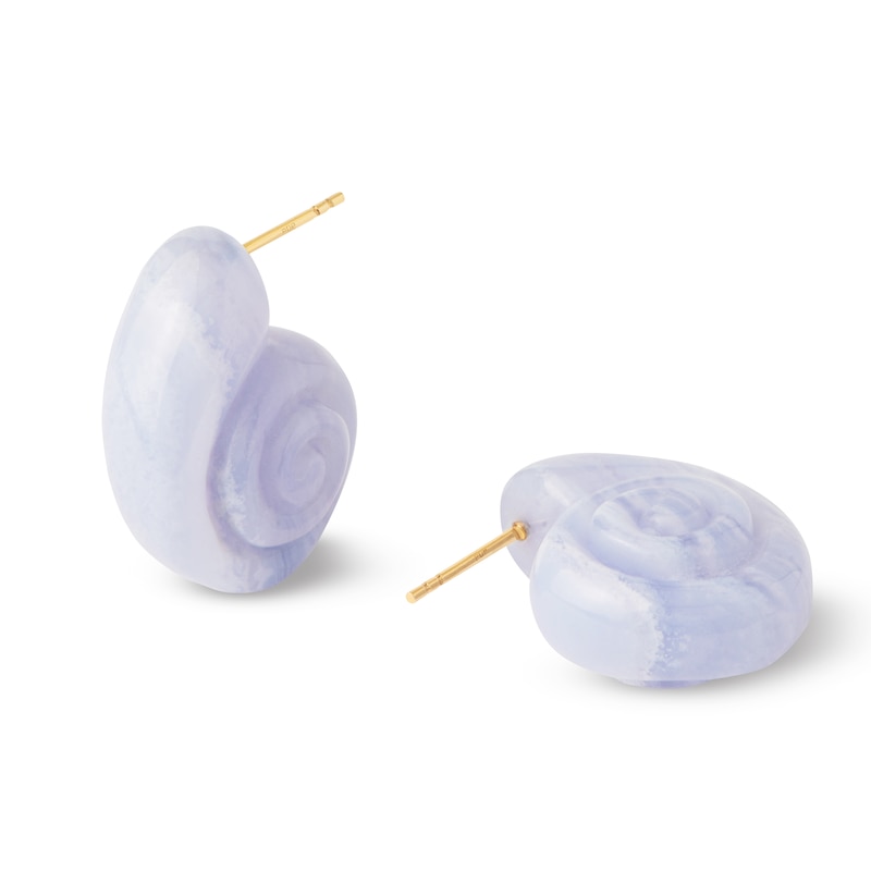 Main Image 4 of PDPAOLA™ at Zales Blue Agate Shell Earrings in Sterling Silver with 18K Gold Plate