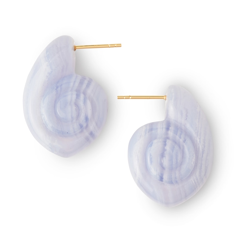 Main Image 5 of PDPAOLA™ at Zales Blue Agate Shell Earrings in Sterling Silver with 18K Gold Plate