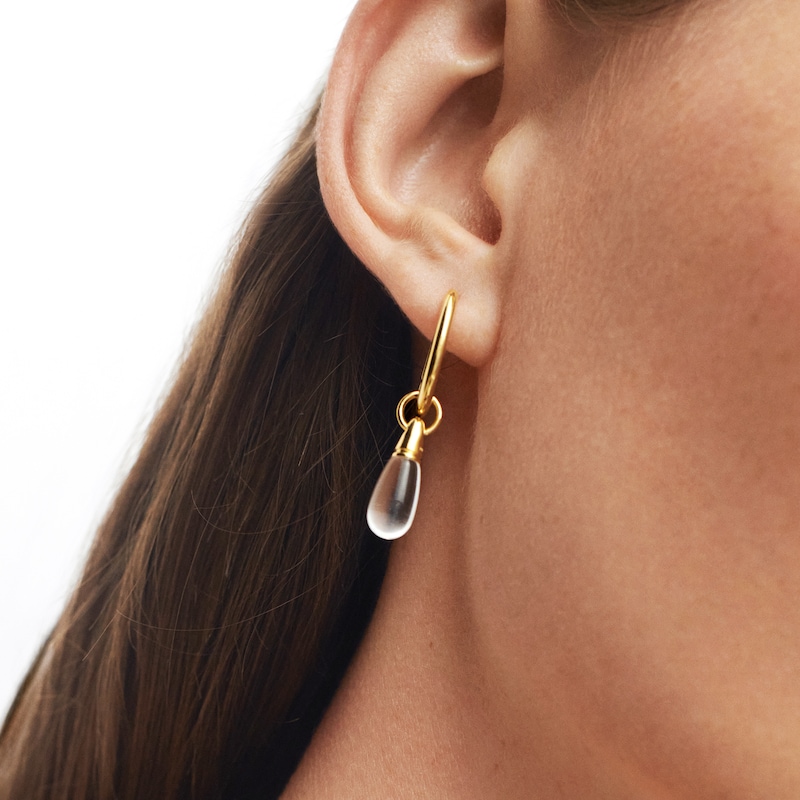 Main Image 2 of PDPAOLA™ at Zales ICONS White Quartz Small Teardrop Dangle Single Hoop Earring in Sterling Silver with 18K Gold Plate