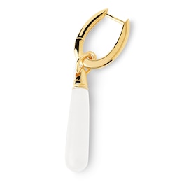 PDPAOLA™ at Zales ICONS White Quartz Medium Teardrop Dangle Single Hoop Earring in Sterling Silver with 18K Gold Plate