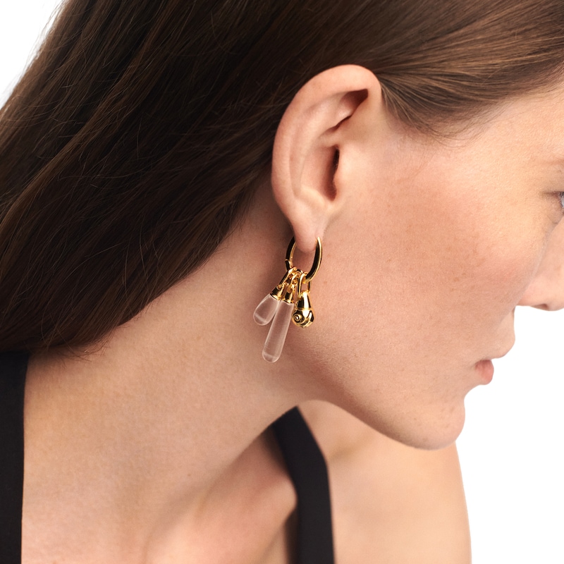 Main Image 2 of PDPAOLA™ at Zales ICONS White Quartz Medium Teardrop Dangle Single Hoop Earring in Sterling Silver with 18K Gold Plate