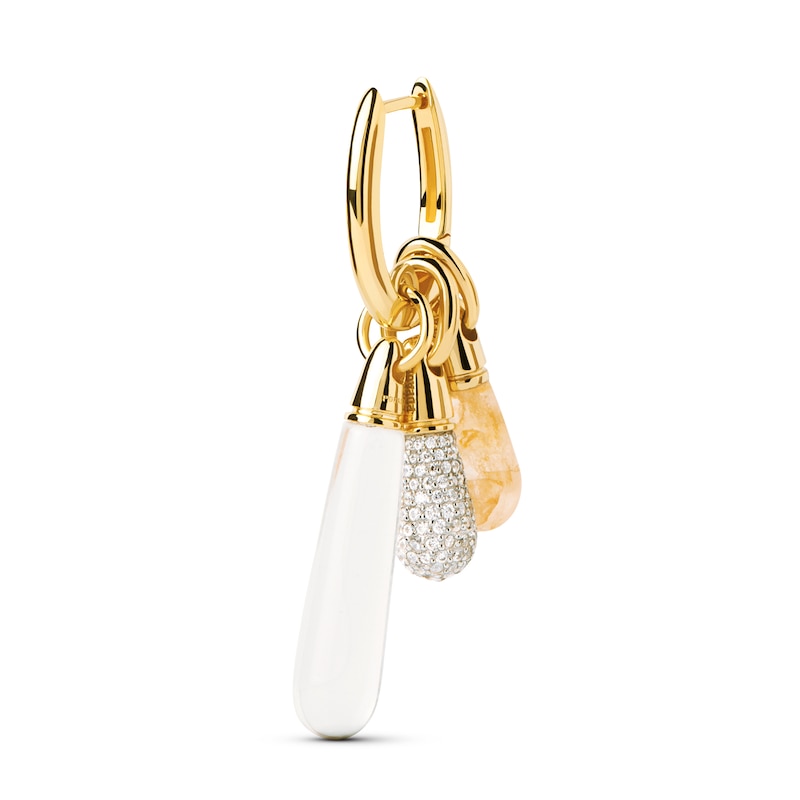 Main Image 4 of PDPAOLA™ at Zales ICONS White Quartz Medium Teardrop Dangle Single Hoop Earring in Sterling Silver with 18K Gold Plate