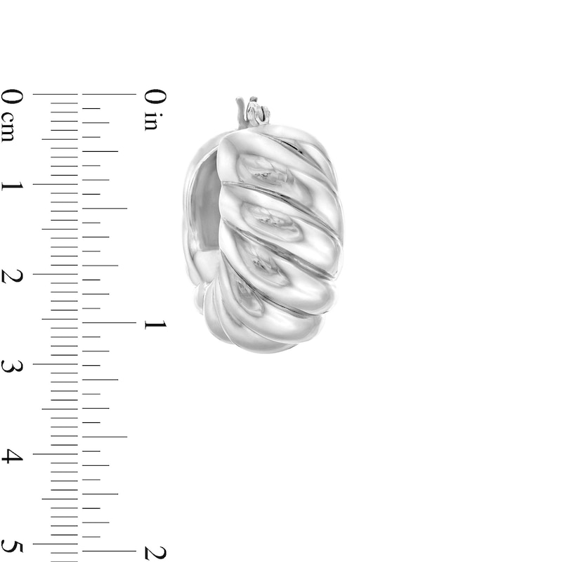 Main Image 2 of 25.0mm Ribbed Twist Hoop Earrings in Hollow Sterling Silver