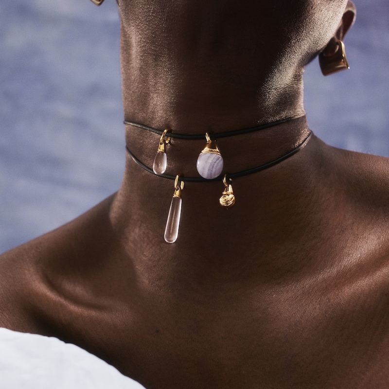 Main Image 2 of PDPAOLA™ at Zales ICONS White Quartz Medium Teardrop Hoop Earring and Necklace Charm in Sterling Silver with Gold Plate