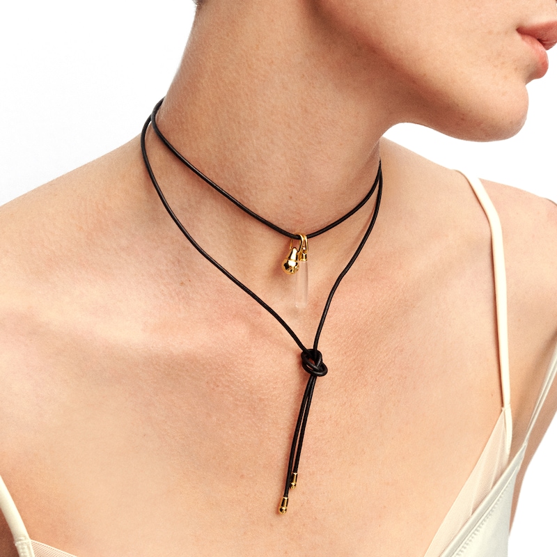 Main Image 3 of PDPAOLA™ at Zales ICONS White Quartz Medium Teardrop Hoop Earring and Necklace Charm in Sterling Silver with Gold Plate