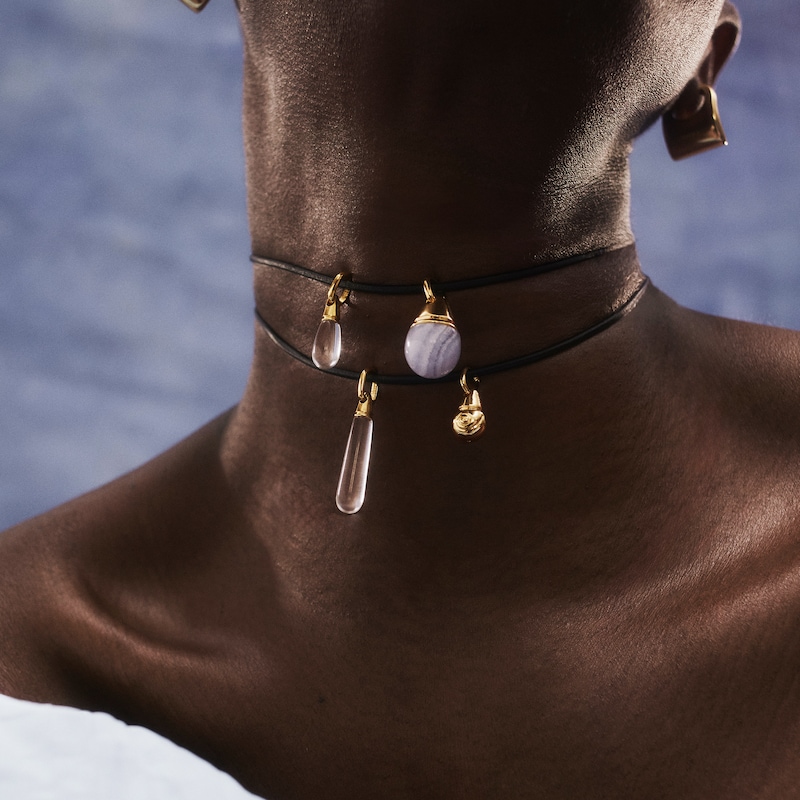 Main Image 2 of PDPAOLA™ at Zales ICONS White Quartz Small Teardrop Hoop Earring and Necklace Charm in Sterling Silver with Gold Plate