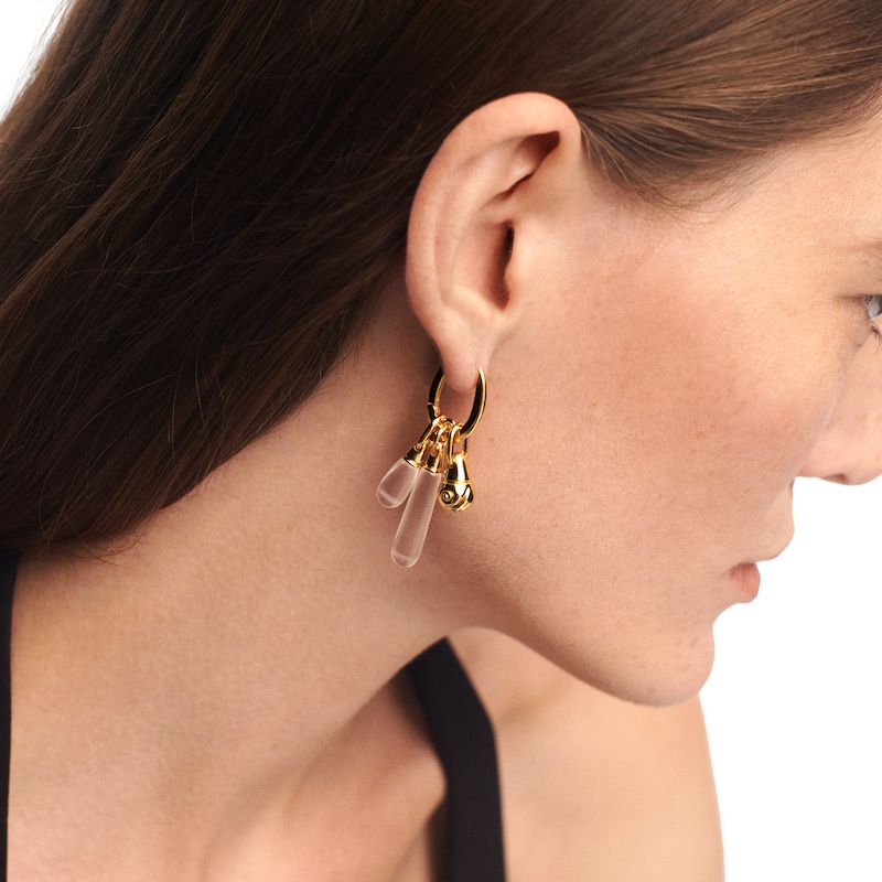 Main Image 3 of PDPAOLA™ at Zales ICONS White Quartz Small Teardrop Hoop Earring and Necklace Charm in Sterling Silver with Gold Plate