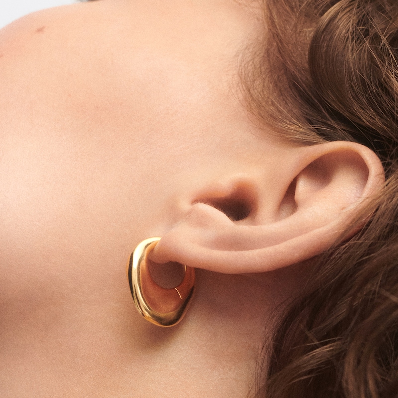 Main Image 3 of PDPAOLA™ at Zales Abstract Square Hoop Earrings in Sterling Silver with 18K Gold Plate