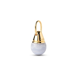 PDPAOLA™ at Zales 12.0mm Blue Agate Bead Hoop Earring and Necklace Charm in Sterling Silver with 18K Gold Plate