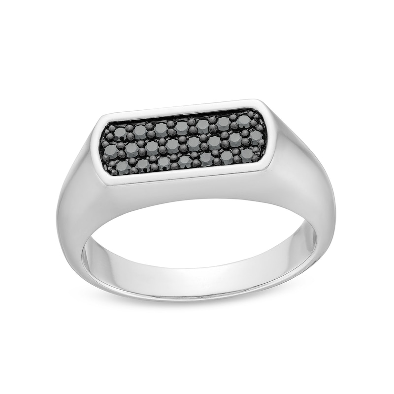 Main Image 1 of Vera Wang Men 3/8 CT. T.W. Black Diamond Rectangle-Top Ring in Sterling Silver