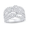 Thumbnail Image 1 of 1-1/2 CT. T.W. Diamond Station Multi-Row Crossover Ring in 14K White Gold