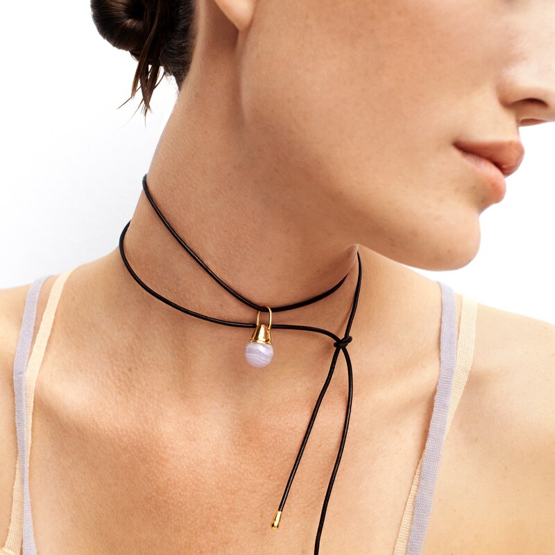 Main Image 3 of PDPAOLA™ at Zales Faux Leather Adjustable Strand Necklace in Sterling Silver with 18K Gold Plate - 37.5"