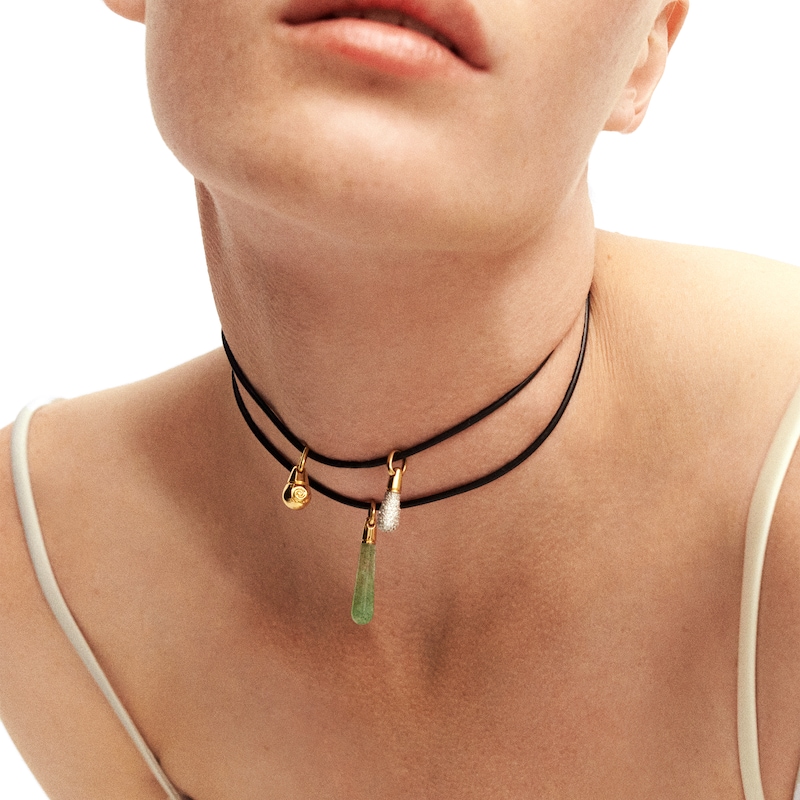 Main Image 4 of PDPAOLA™ at Zales Faux Leather Adjustable Strand Necklace in Sterling Silver with 18K Gold Plate - 37.5"