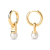 Thumbnail Image 1 of PDPAOLA™ at Zales 6.5mm Freshwater Cultured Pearl Dangle Hoop Earrings in Sterling Silver with 18K Gold Plate