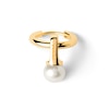 Thumbnail Image 3 of PDPAOLA™ at Zales 6.5mm Freshwater Cultured Pearl Dangle Hoop Earrings in Sterling Silver with 18K Gold Plate